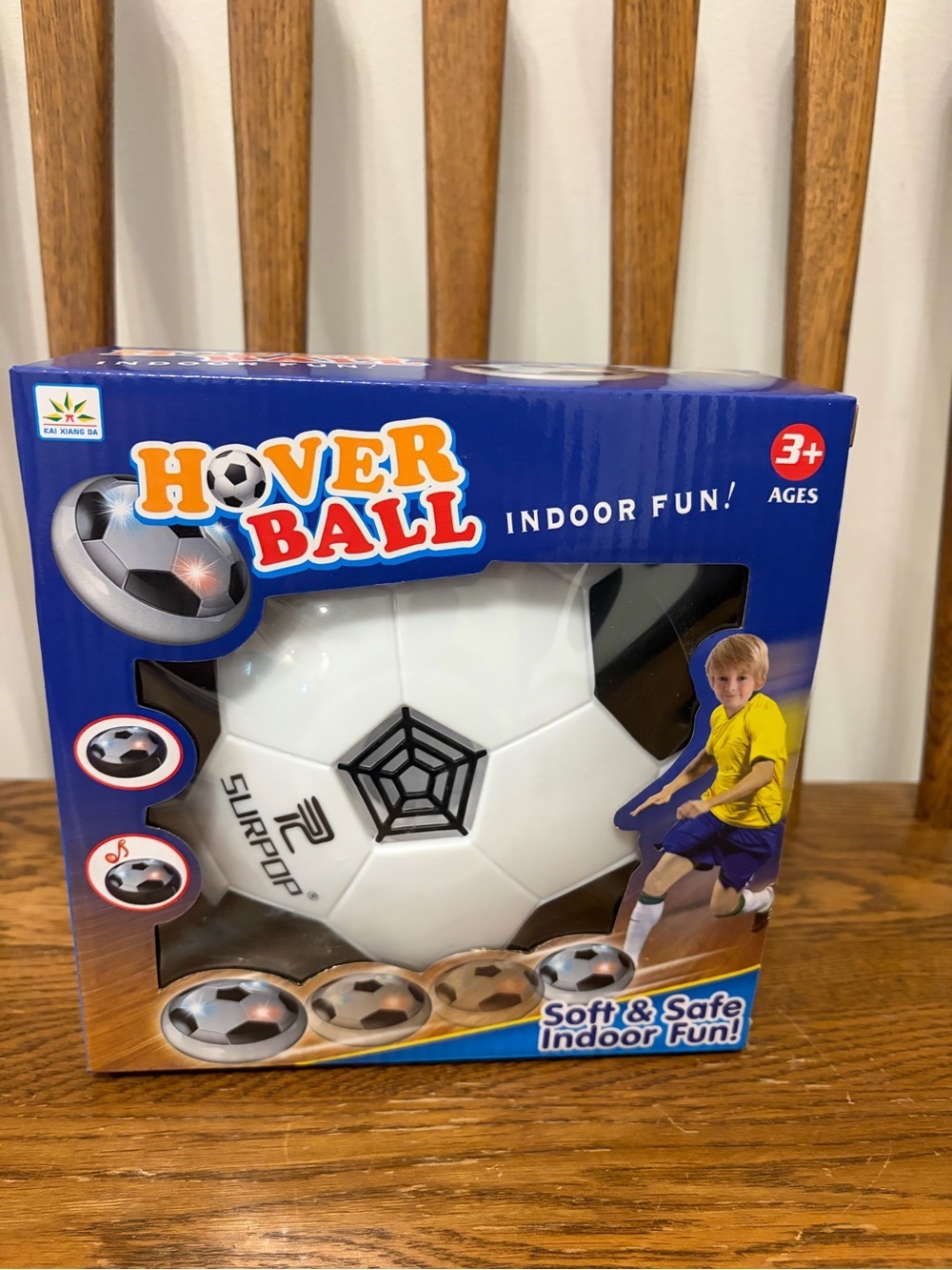SURPOP Hover Ball Indoor Soccer Toy - Glides on Air with LED Lights & Music - Ne